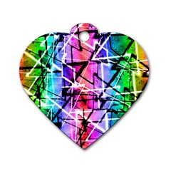 Multicolor Geometric Grunge Dog Tag Heart (one Side) by dflcprints