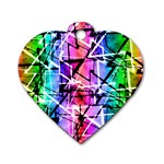 Multicolor Geometric Grunge Dog Tag Heart (Two Sides) Front