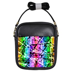 Multicolor Geometric Grunge Girls Sling Bags by dflcprints