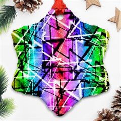 Multicolor Geometric Grunge Snowflake Ornament (2-side)