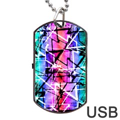 Multicolor Geometric Grunge Dog Tag Usb Flash (two Sides)  by dflcprints