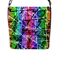 Multicolor Geometric Grunge Flap Messenger Bag (l)  by dflcprints