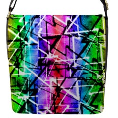 Multicolor Geometric Grunge Flap Messenger Bag (s) by dflcprints