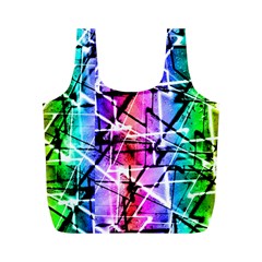 Multicolor Geometric Grunge Full Print Recycle Bags (m) 