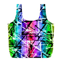 Multicolor Geometric Grunge Full Print Recycle Bags (l) 