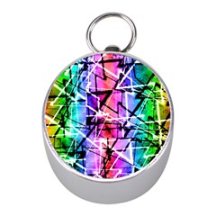 Multicolor Geometric Grunge Mini Silver Compasses