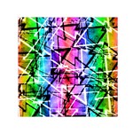 Multicolor Geometric Grunge Small Satin Scarf (Square)  Front