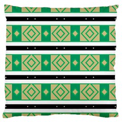 Green rhombus and stripes           	Large Flano Cushion Case (Two Sides)