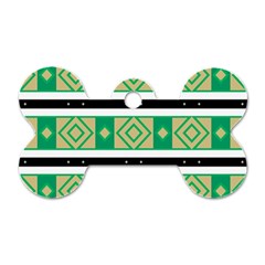 Green rhombus and stripes           			Dog Tag Bone (One Side)