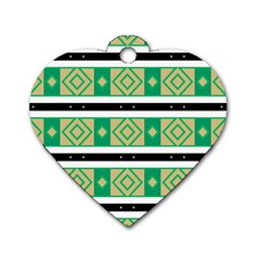 Green rhombus and stripes           			Dog Tag Heart (One Side)