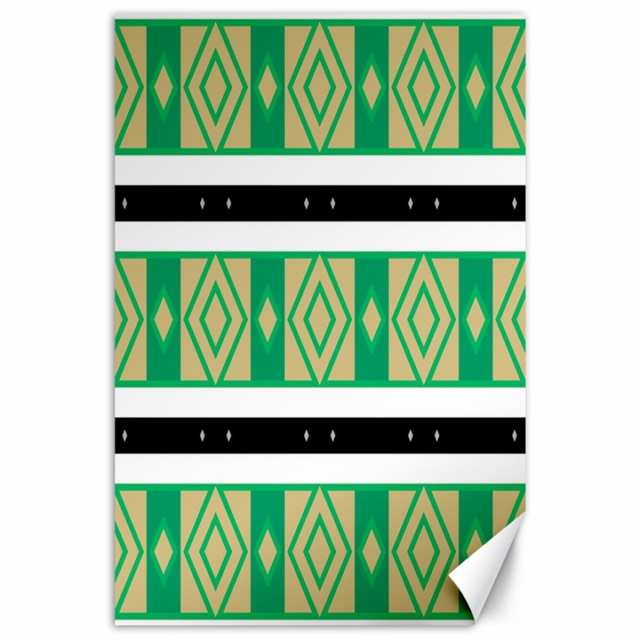 Green rhombus and stripes           			Canvas 24  x 36 