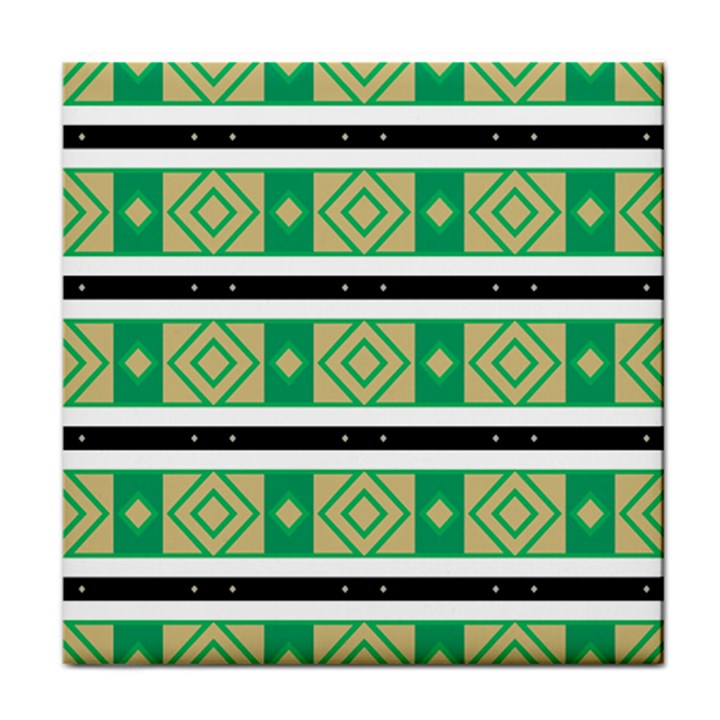 Green rhombus and stripes           			Face Towel