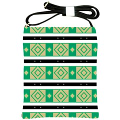 Green rhombus and stripes           			Shoulder Sling Bag