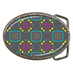 Squares And Circles Pattern 			belt Buckle by LalyLauraFLM