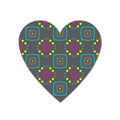 Squares And Circles Pattern 			magnet (heart) by LalyLauraFLM