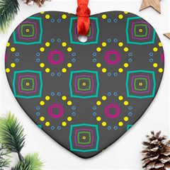 Squares And Circles Pattern 			ornament (heart) by LalyLauraFLM