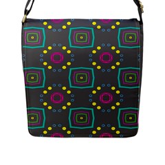 Squares And Circles Pattern 			flap Closure Messenger Bag (l) by LalyLauraFLM