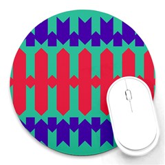 Purple Yellow Shapes  			round Mousepad by LalyLauraFLM