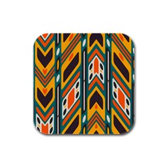 Distorted shapes in retro colors   			Rubber Square Coaster (4 pack