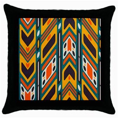 Distorted shapes in retro colors   			Throw Pillow Case (Black)