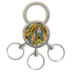 Distorted Shapes In Retro Colors   			3-ring Key Chain by LalyLauraFLM