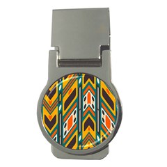 Distorted shapes in retro colors   			Money Clip (Round)