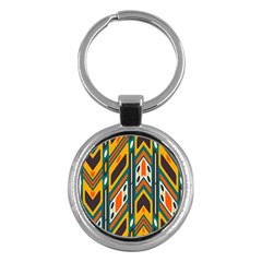 Distorted shapes in retro colors   			Key Chain (Round)