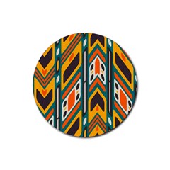 Distorted shapes in retro colors   			Rubber Round Coaster (4 pack)