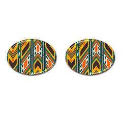 Distorted shapes in retro colors   			Cufflinks (Oval)