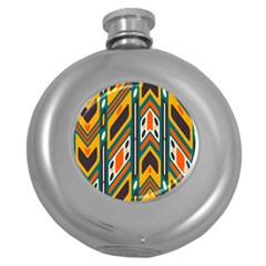 Distorted shapes in retro colors   			Hip Flask (5 oz)