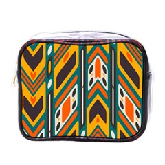 Distorted shapes in retro colors   			Mini Toiletries Bag (One Side)