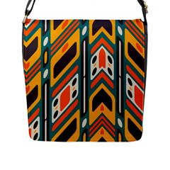 Distorted shapes in retro colors   			Flap Closure Messenger Bag (L)