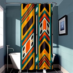 Distorted shapes in retro colors   	Shower Curtain 36  x 72 