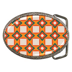 Flowers and squares pattern     			Belt Buckle