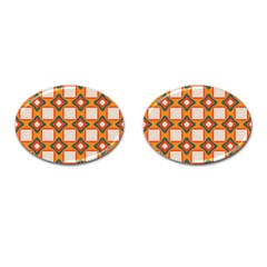 Flowers And Squares Pattern     			cufflinks (oval) by LalyLauraFLM