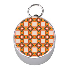 Flowers And Squares Pattern     			silver Compass (mini)