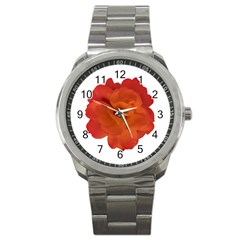 Red Rose Photo Sport Metal Watch by dflcprints