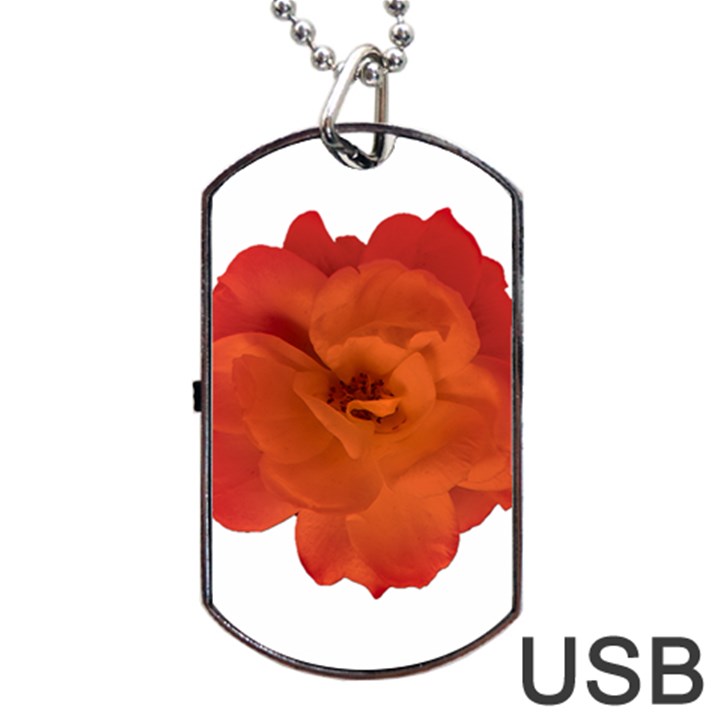 Red Rose Photo Dog Tag USB Flash (Two Sides) 