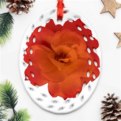 Red Rose Photo Oval Filigree Ornament (2-side) 