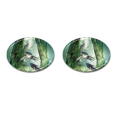 Awesome Seadraon In A Fantasy World With Bubbles Cufflinks (oval) by FantasyWorld7