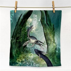 Awesome Seadraon In A Fantasy World With Bubbles Face Towel by FantasyWorld7