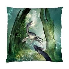 Awesome Seadraon In A Fantasy World With Bubbles Standard Cushion Case (one Side) by FantasyWorld7