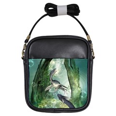 Awesome Seadraon In A Fantasy World With Bubbles Girls Sling Bags by FantasyWorld7