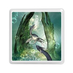 Awesome Seadraon In A Fantasy World With Bubbles Memory Card Reader (square) 