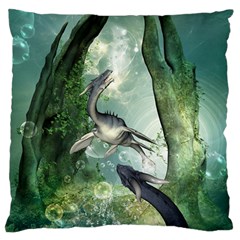 Awesome Seadraon In A Fantasy World With Bubbles Standard Flano Cushion Case (one Side) by FantasyWorld7