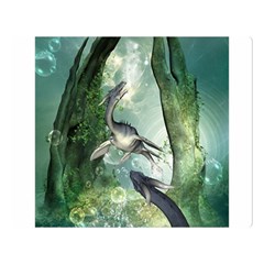 Awesome Seadraon In A Fantasy World With Bubbles Double Sided Flano Blanket (large) 