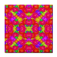 Multicolor Floral Check Tile Coasters by dflcprints