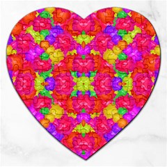 Multicolor Floral Check Jigsaw Puzzle (heart) by dflcprints