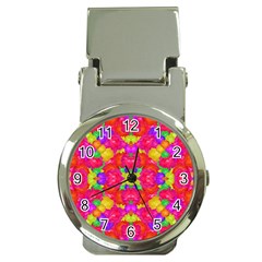 Multicolor Floral Check Money Clip Watches by dflcprints