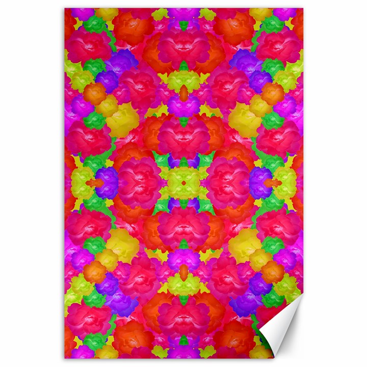 Multicolor Floral Check Canvas 12  x 18  